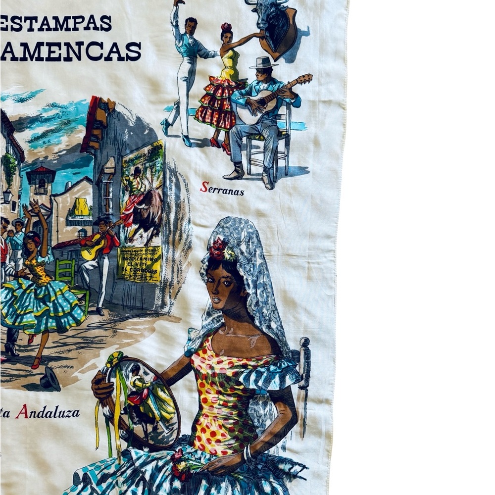 VINTAGE Spanish Flamenca Souvenir Scarf - Picture 4 of 6